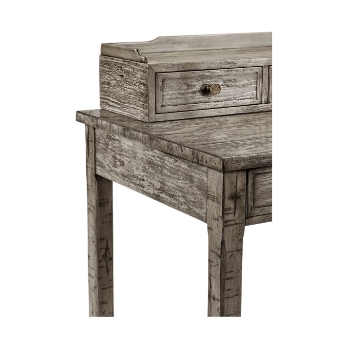 Antique Dark Grey Plank Buffet with Strap Handles