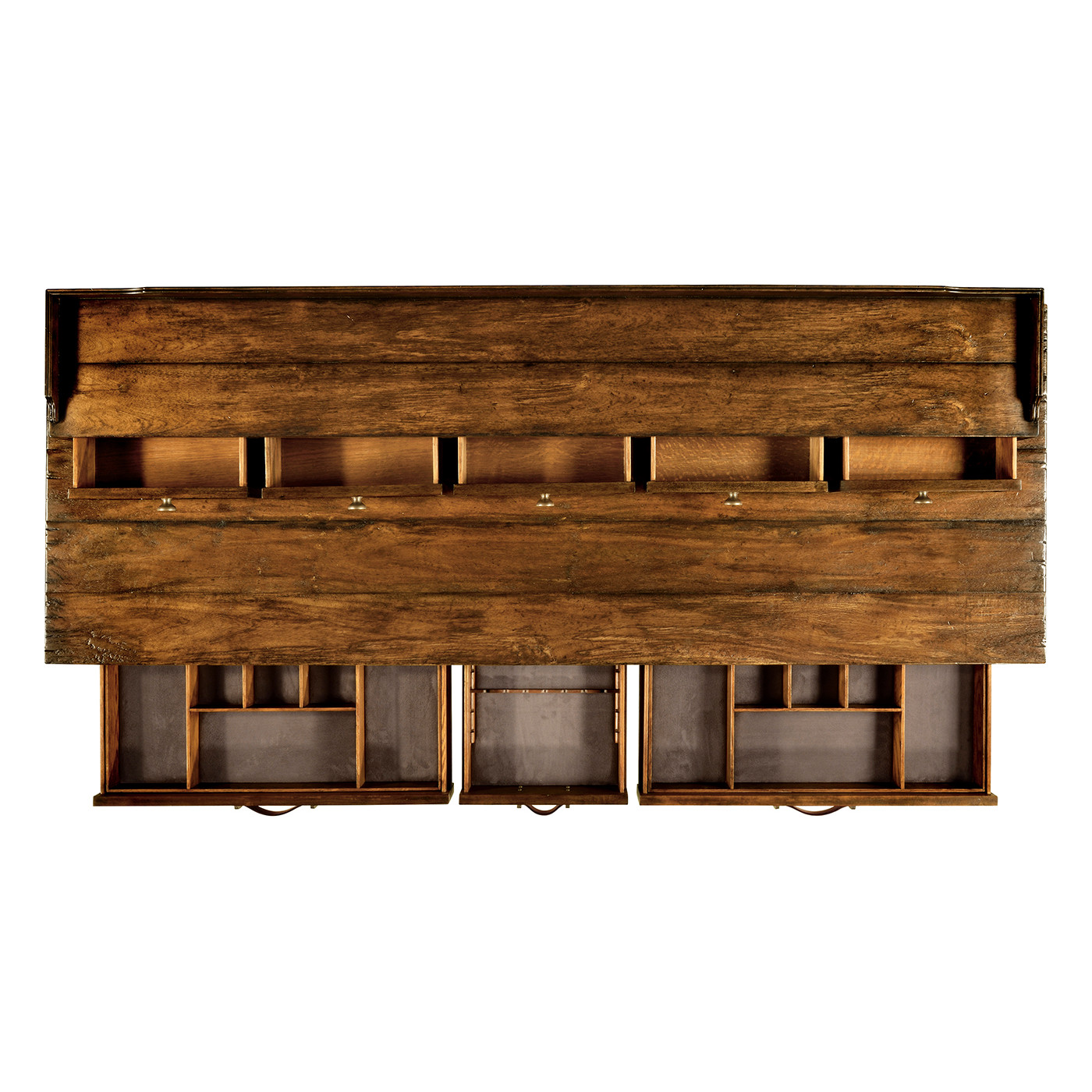 Country Walnut Plank Buffet with Strap Handles