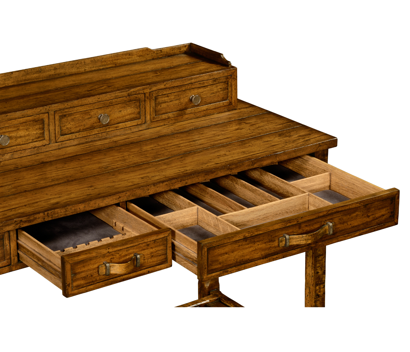 Country Walnut Plank Buffet with Strap Handles
