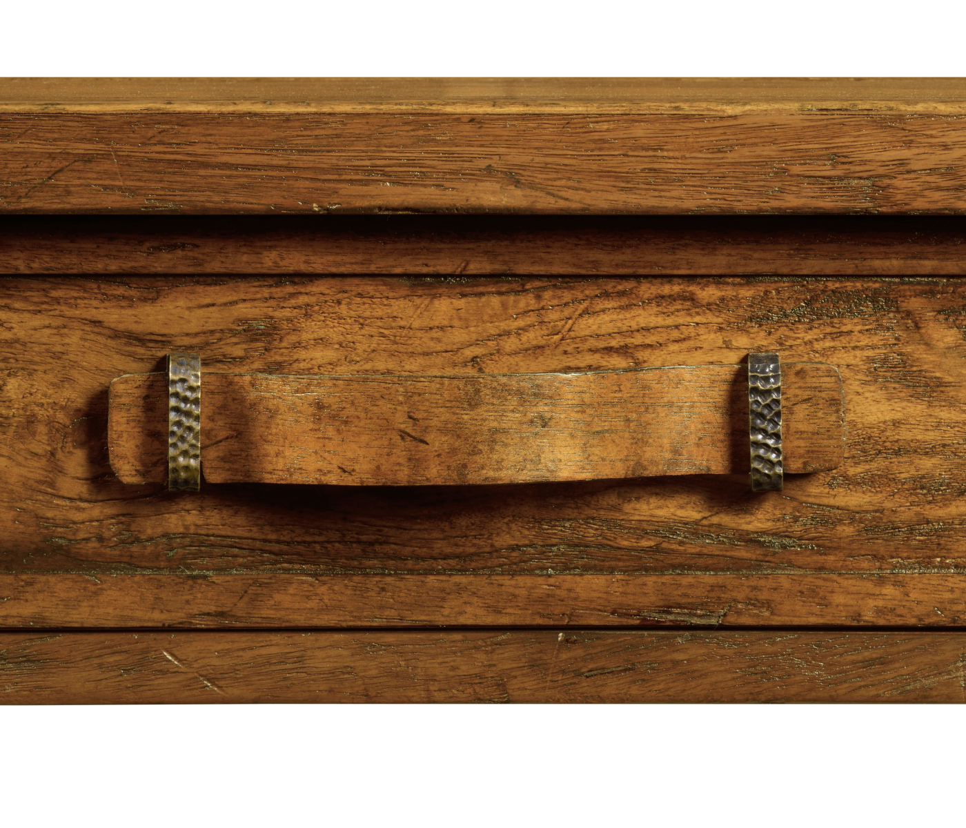 Country Walnut Plank Buffet with Strap Handles