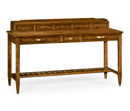 Country Walnut Plank Buffet with Strap Handles