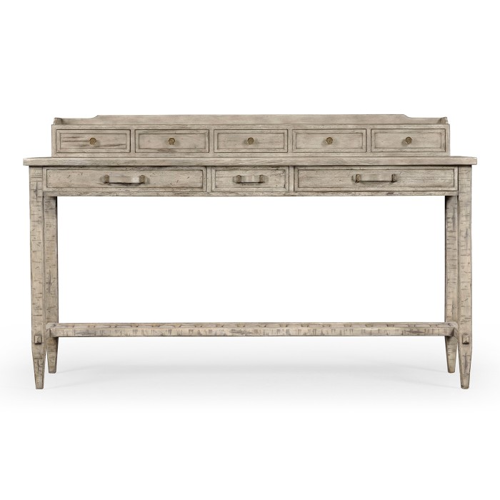 Rustic Grey Plank Buffet with Strap Handles