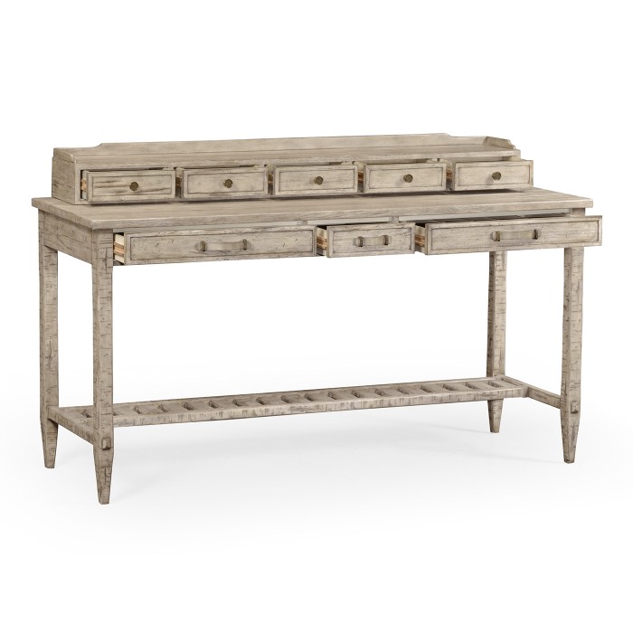 Rustic Grey Plank Buffet with Strap Handles