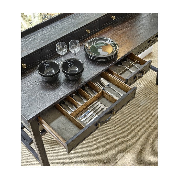Rustic Grey Plank Buffet with Strap Handles