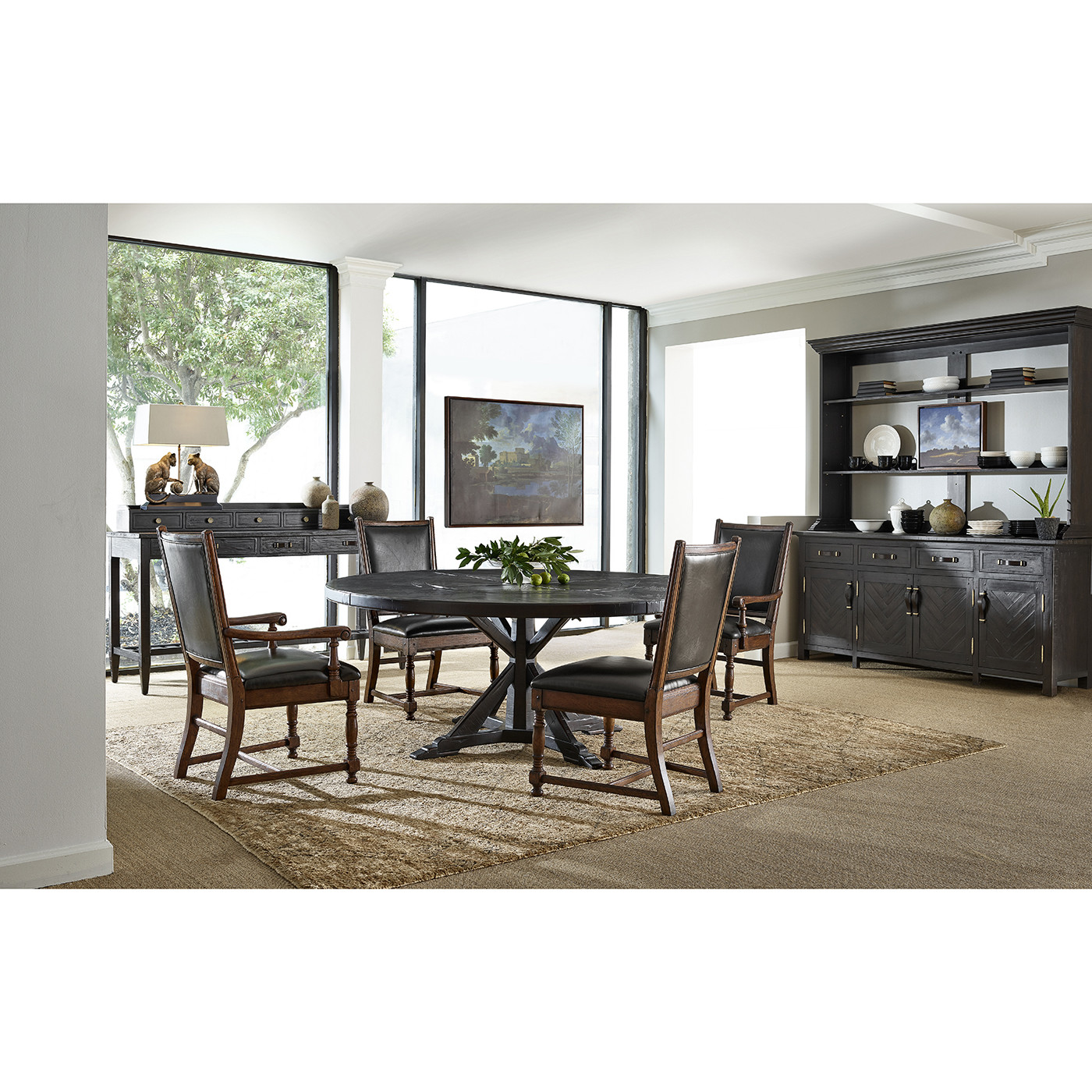 Rustic Grey Plank Buffet with Strap Handles