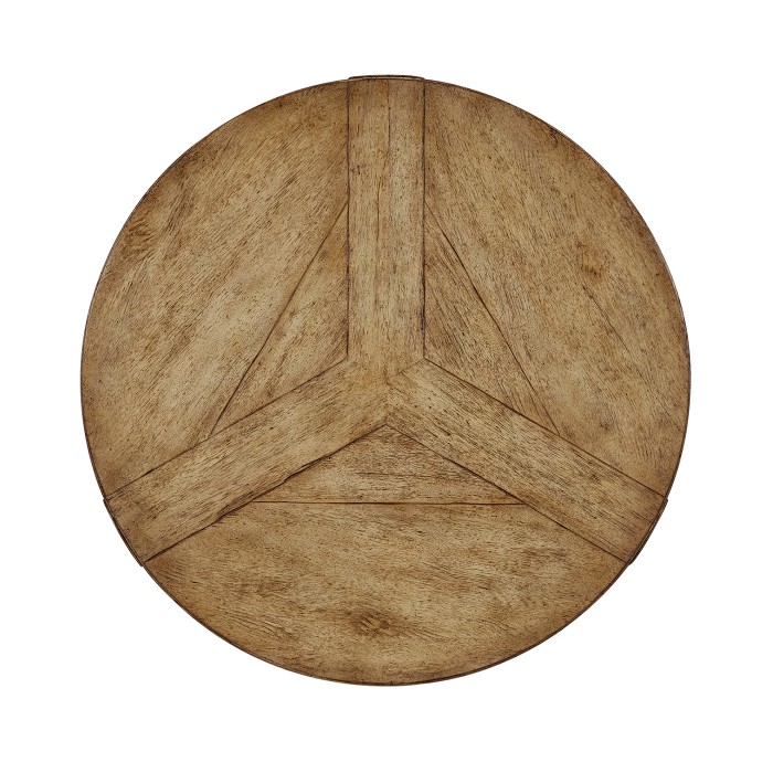 Rustic Circular Planked Light & Dark Driftwood Lamp Table