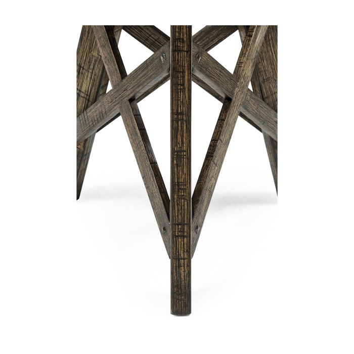 Rustic Circular Planked Light & Dark Driftwood Lamp Table