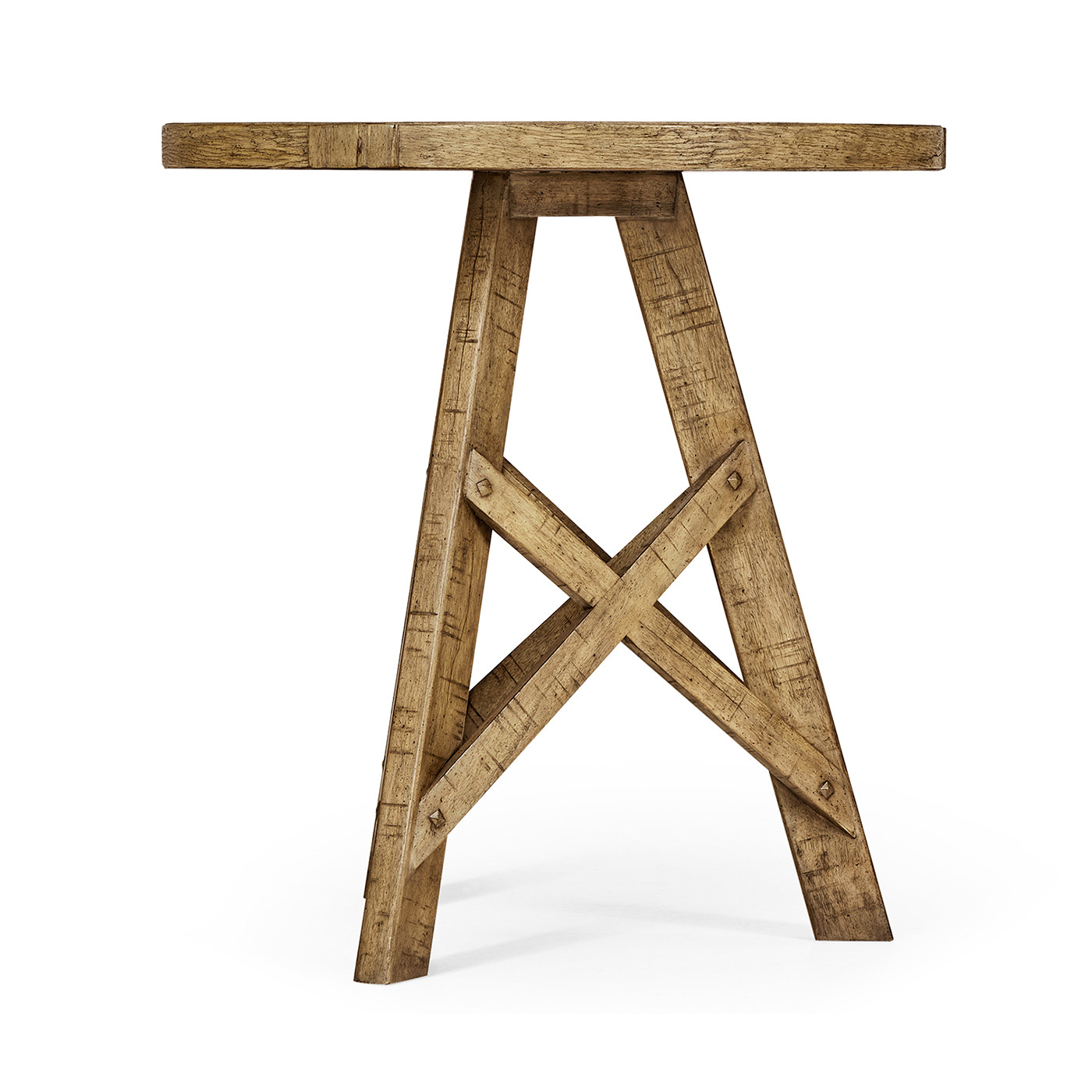 Rustic Circular Planked Light Driftwood Lamp Table