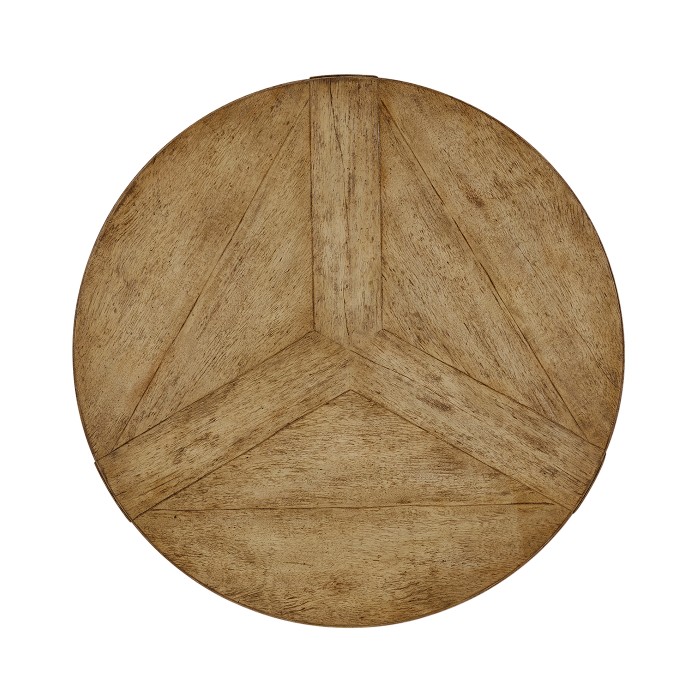 Rustic Circular Planked Light Driftwood Lamp Table