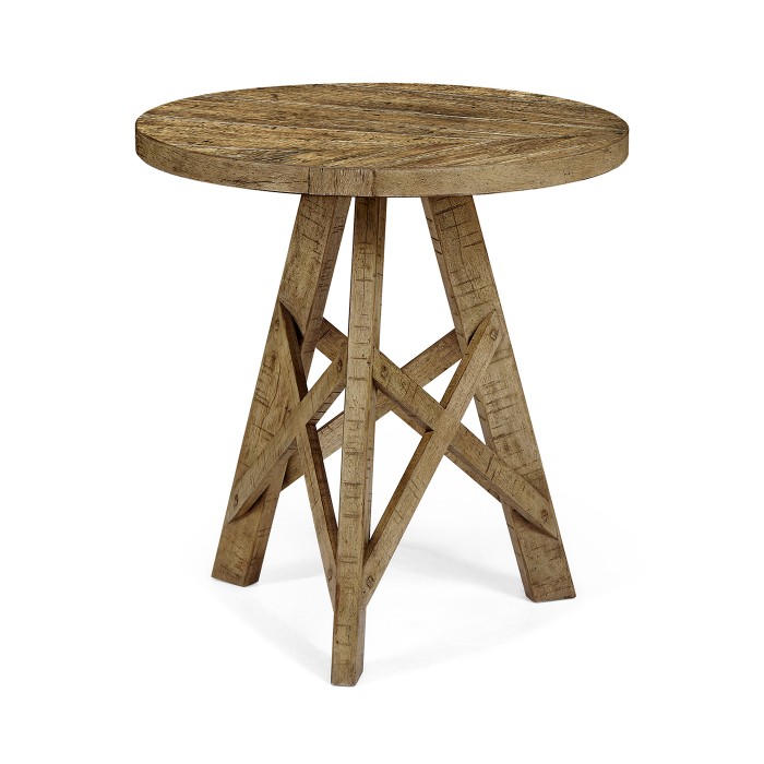 Rustic Circular Planked Medium Driftwood Lamp Table