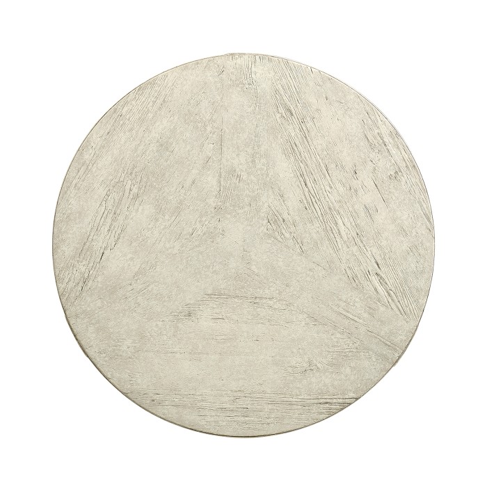 Rustic Circular Planked Whitewash Driftwood Lamp Table