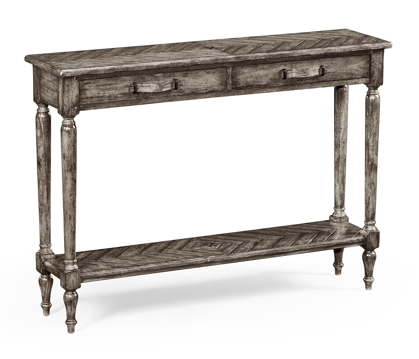 Antique Dark Grey Parquet Console Table