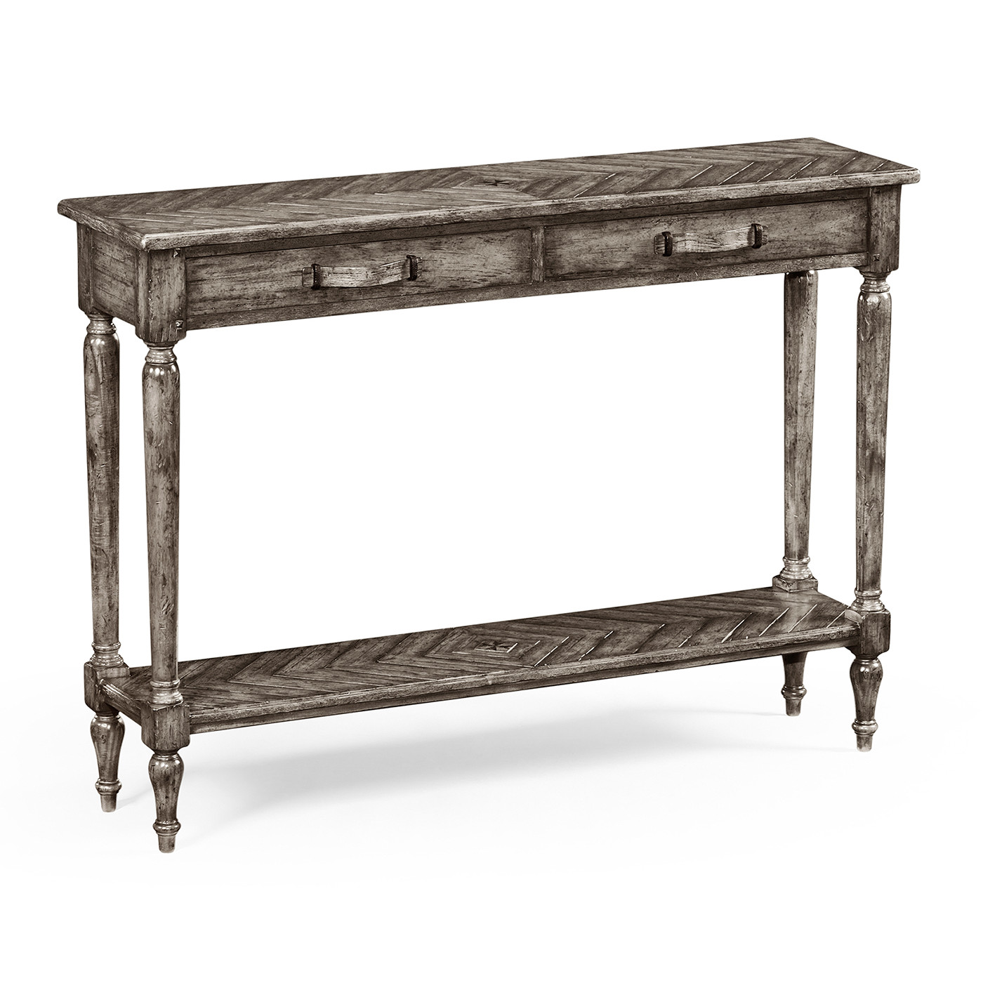 Antique Dark Grey Parquet Console Table