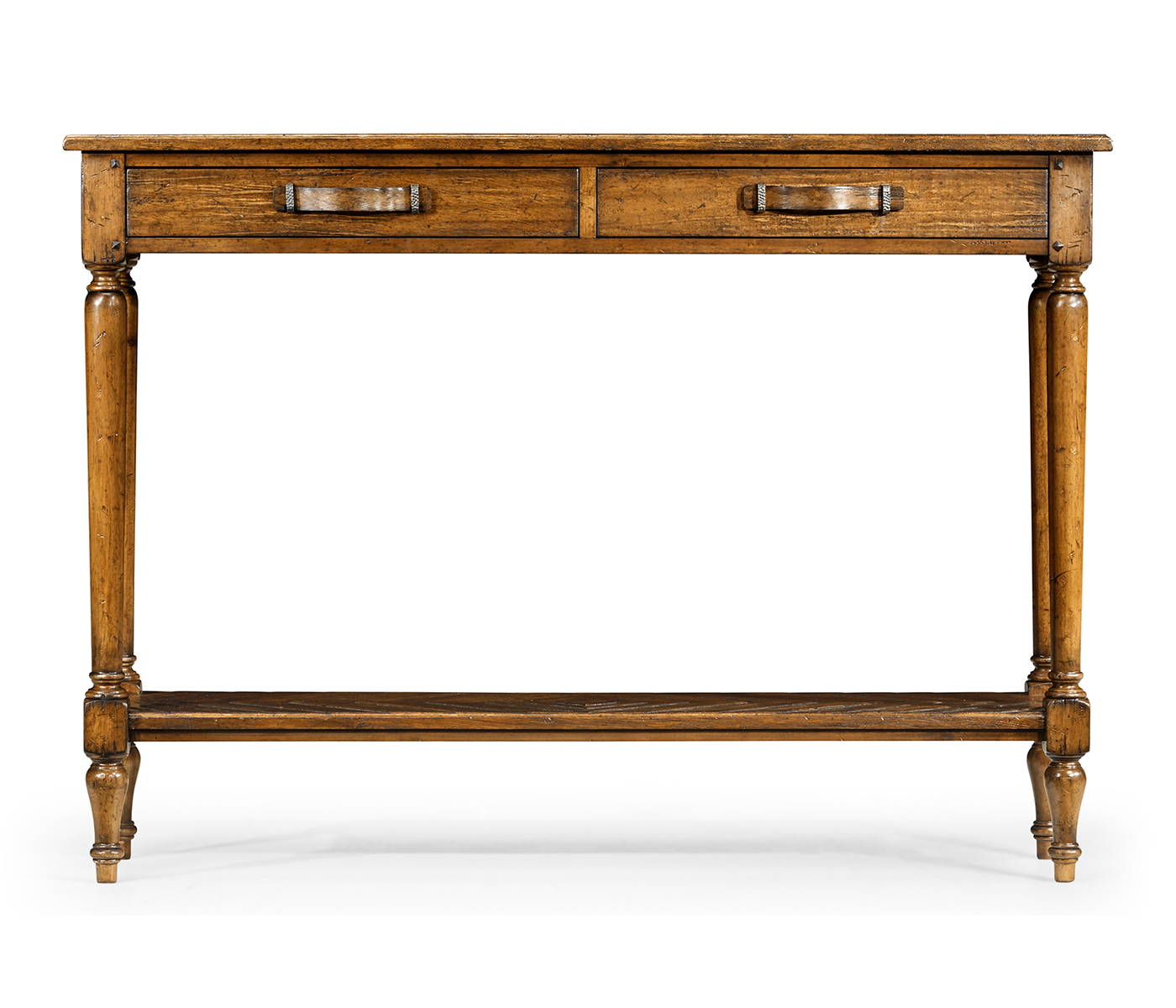 Country Walnut Parquet Console Table