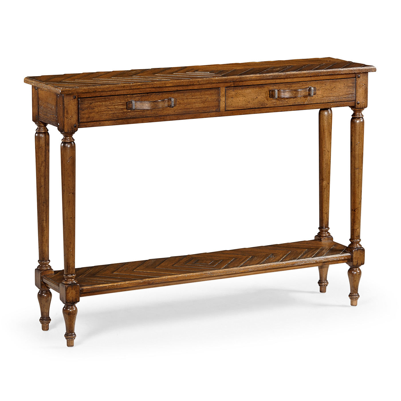 Country Walnut Parquet Console Table