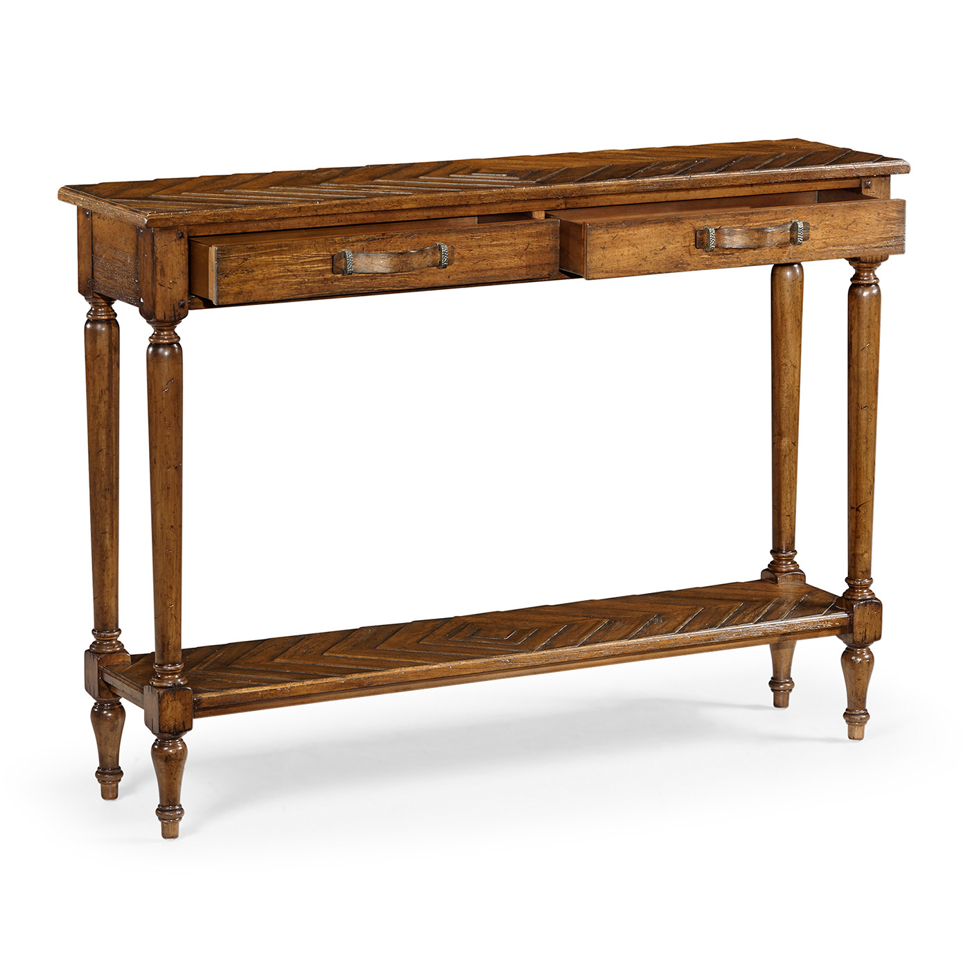 Country Walnut Parquet Console Table