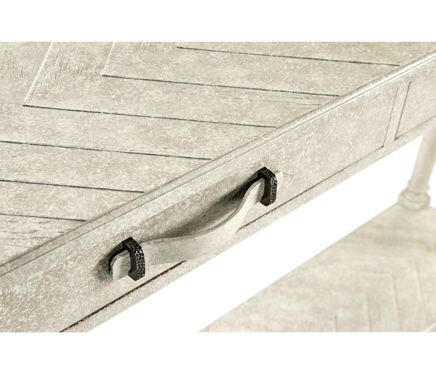Whitewash Driftwood Parquet Console Table