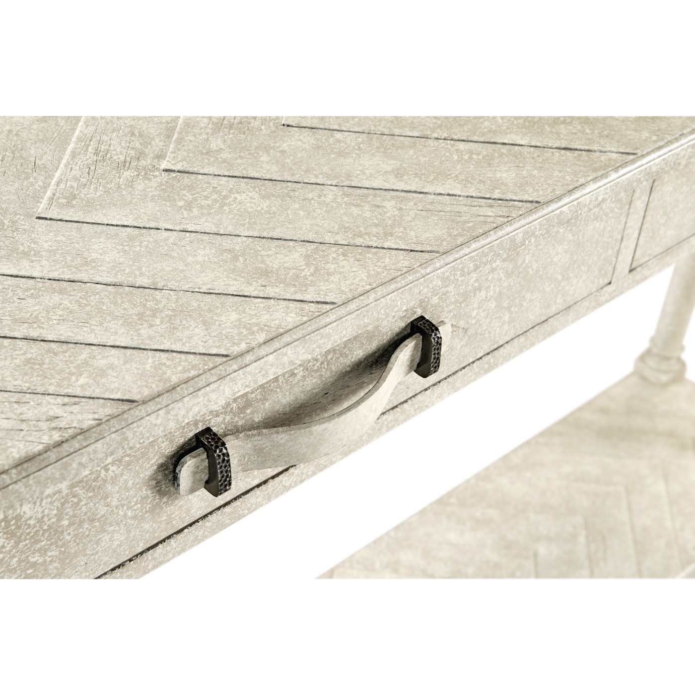 Whitewash Driftwood Parquet Console Table