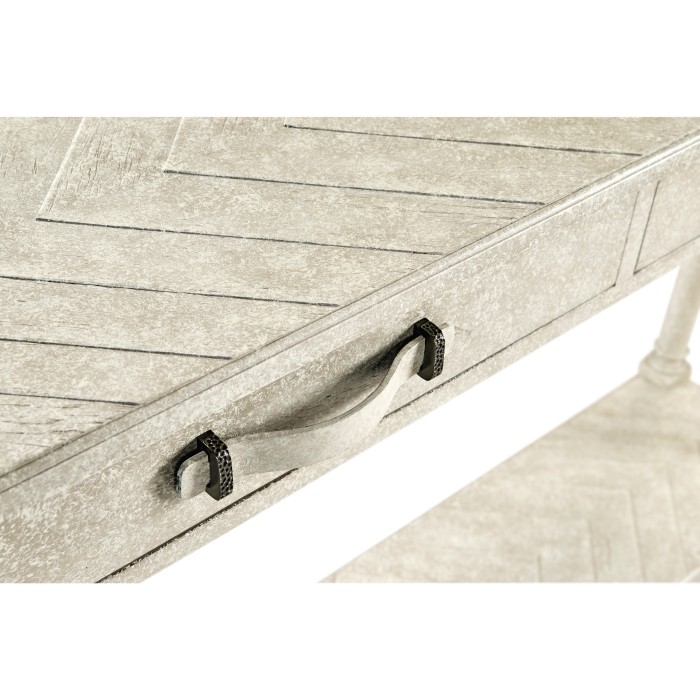 Whitewash Driftwood Parquet Console Table