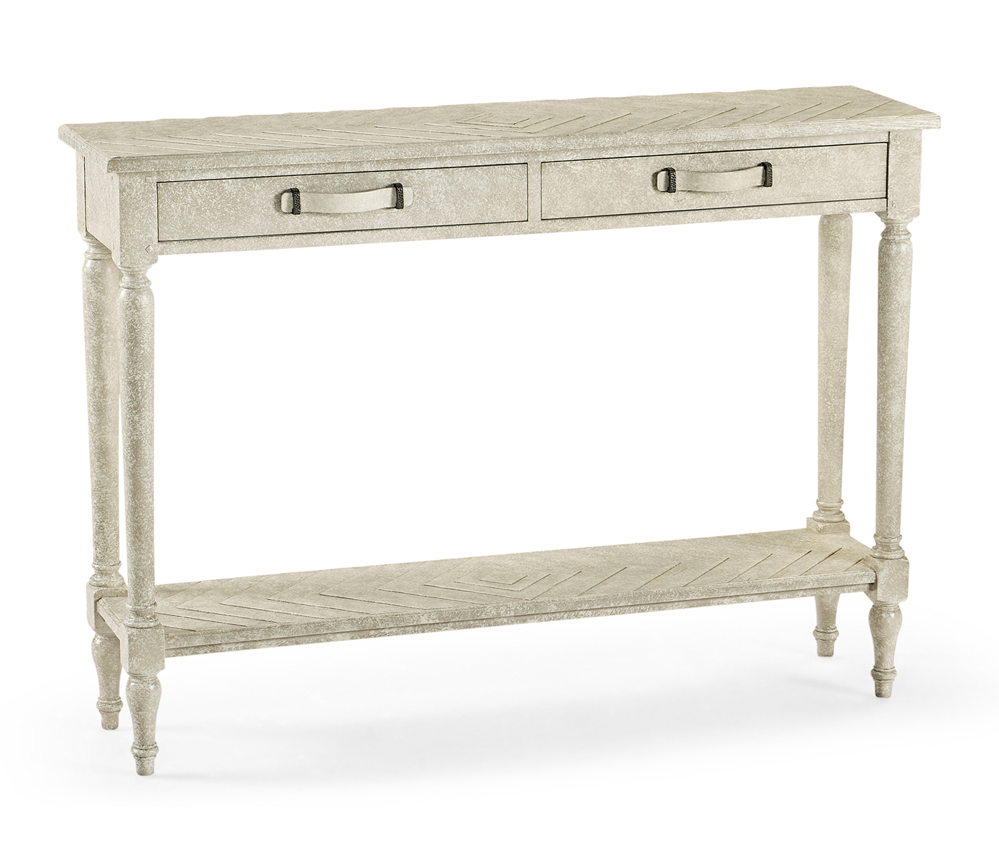 Whitewash Driftwood Parquet Console Table