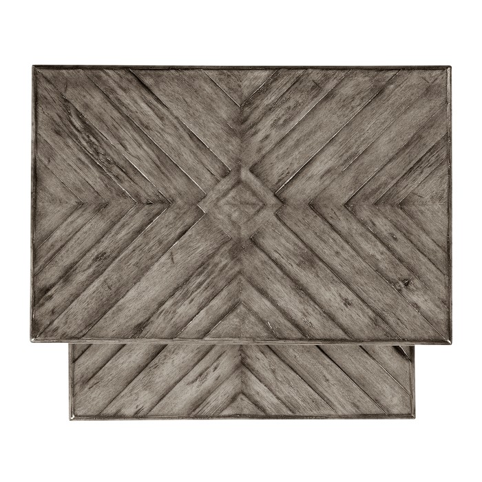 Antique Dark Grey Parquet Nesting Tables with Contrast Inlay