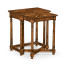Country Walnut Parquet Nesting Tables with Contrast Inlay