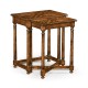 Country Walnut Parquet Nesting Tables with Contrast Inlay