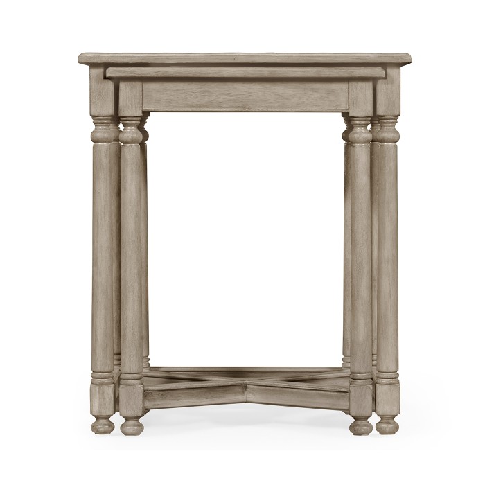 Rustic Grey Parquet Nesting Tables with Contrast Inlay