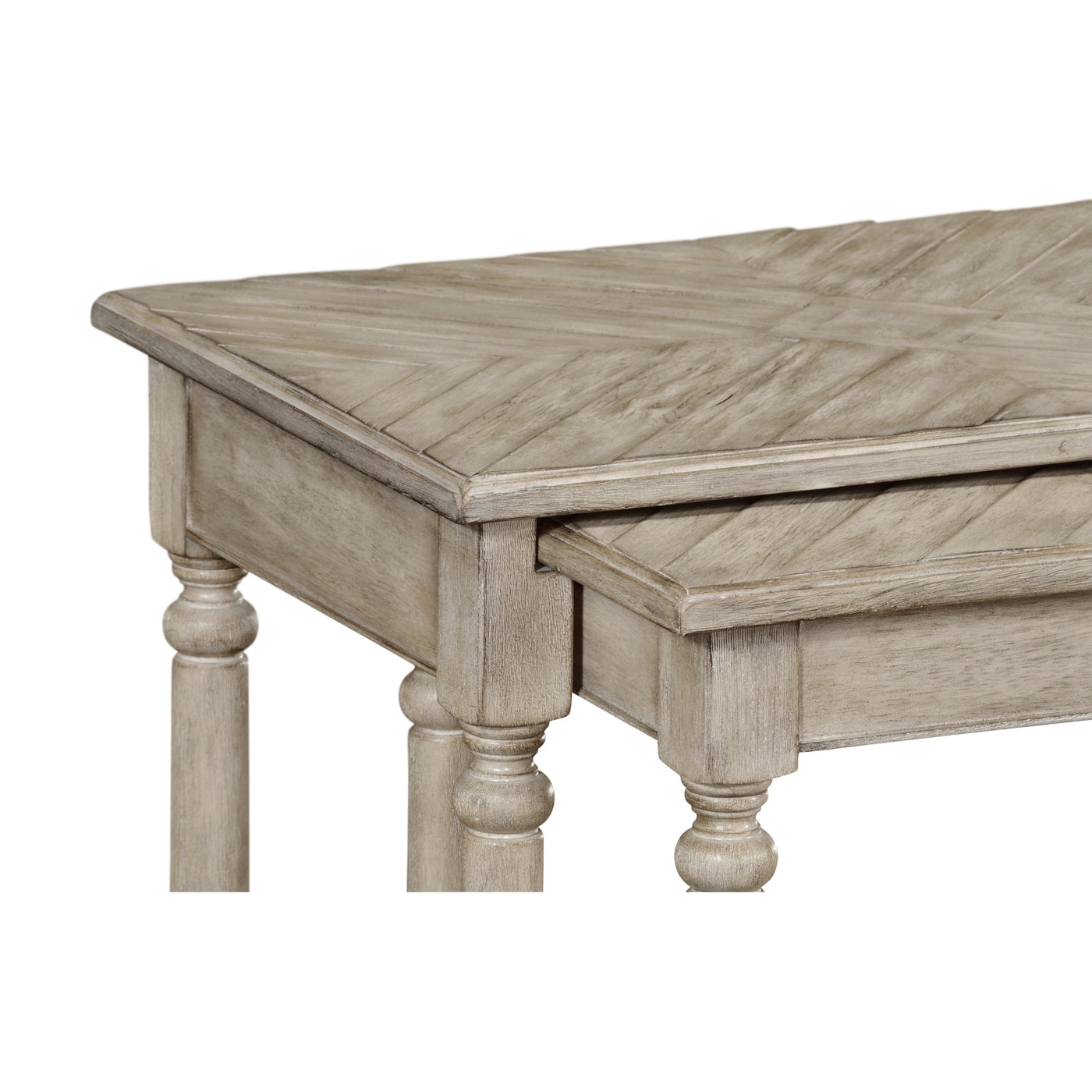 Rustic Grey Parquet Nesting Tables with Contrast Inlay