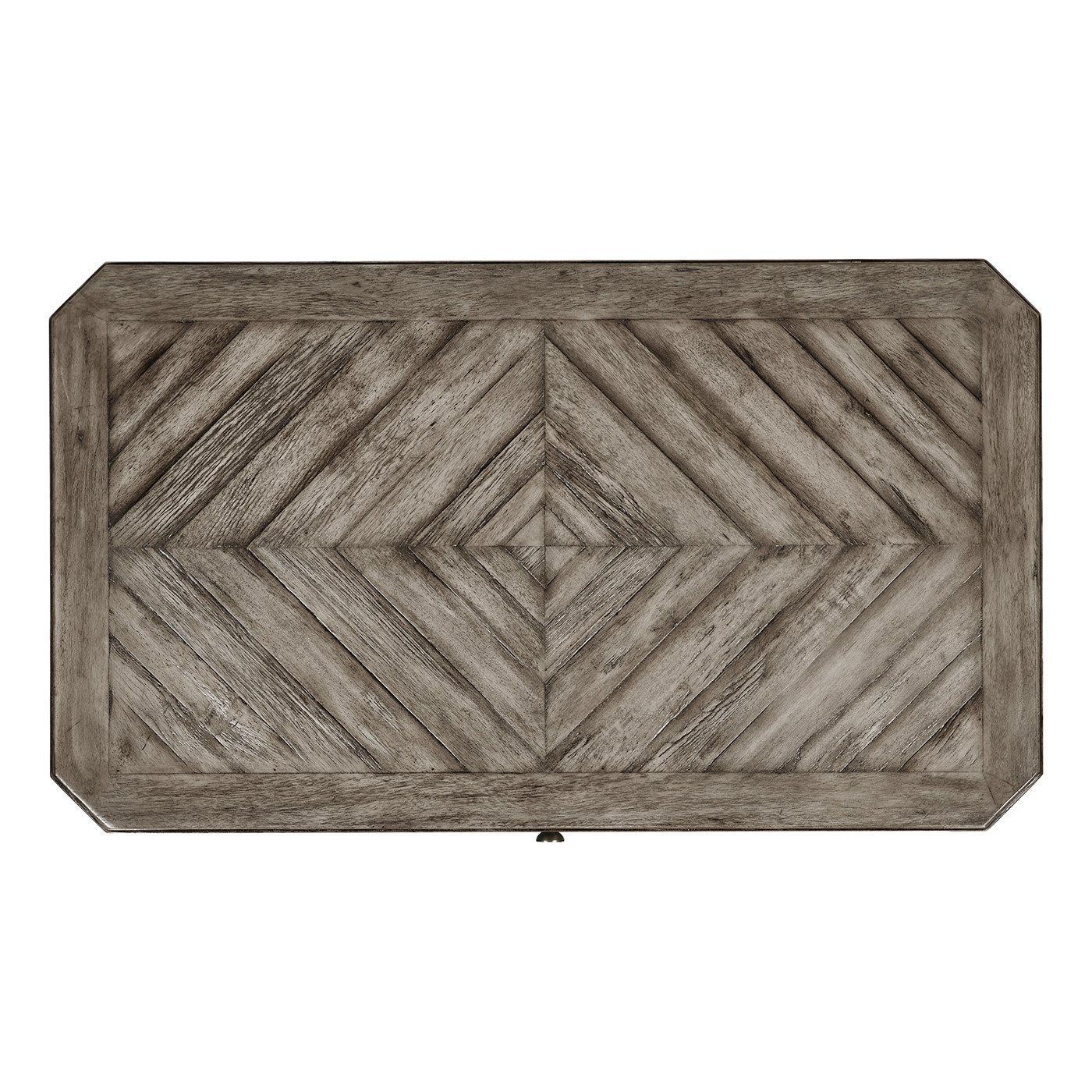 Antique Dark Grey Parquet Rectangular Side Table with Contrast Inlay