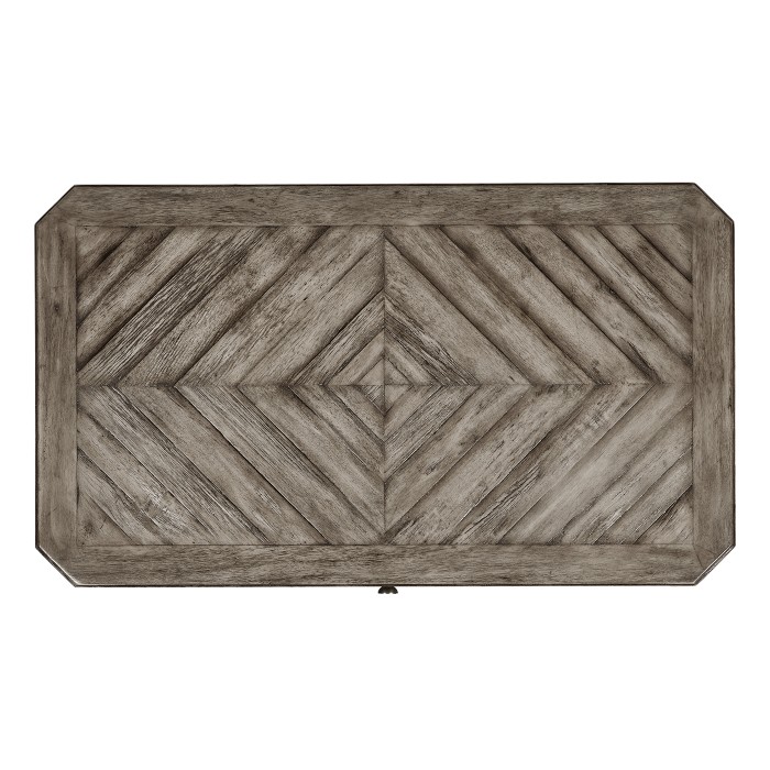 Antique Dark Grey Parquet Rectangular Side Table with Contrast Inlay