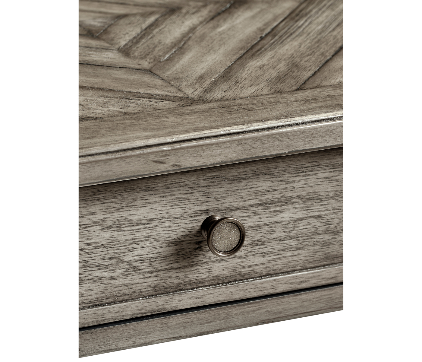 Antique Dark Grey Parquet Rectangular Side Table with Contrast Inlay