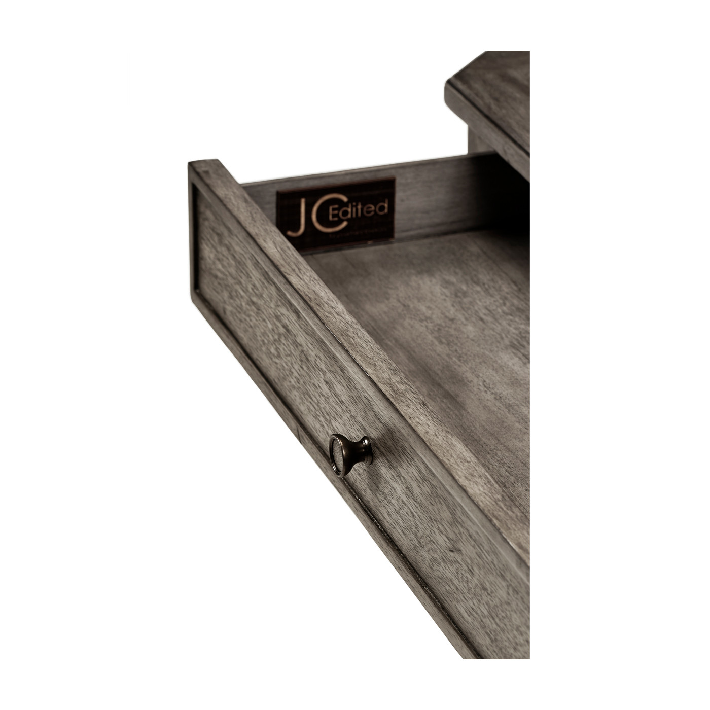 Antique Dark Grey Parquet Rectangular Side Table with Contrast Inlay