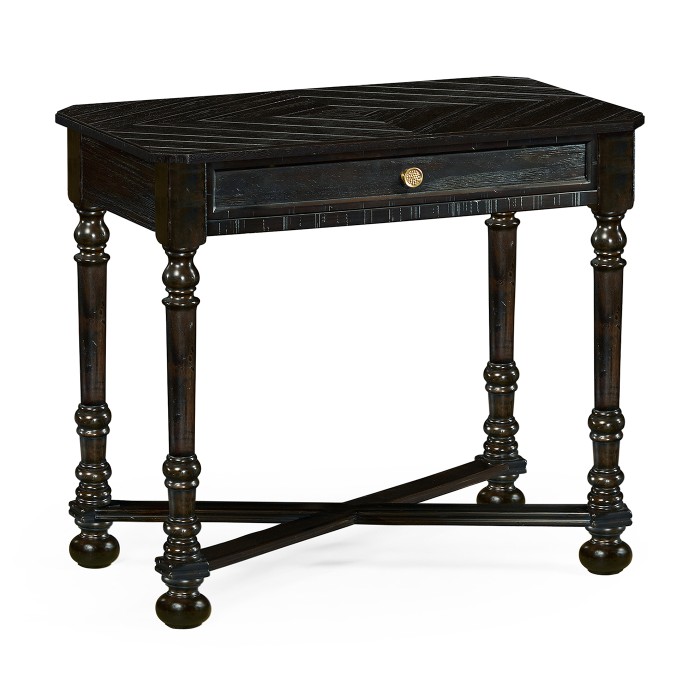 Dark Ale Parquet Rectangular Side Table with Contrast Inlay