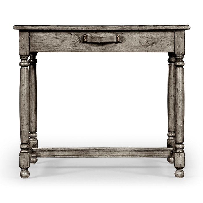 Antique Dark Grey Rectangular Side Table with Contrast Inlay