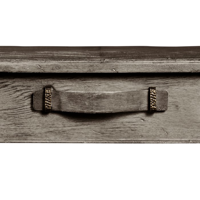 Antique Dark Grey Rectangular Side Table with Contrast Inlay