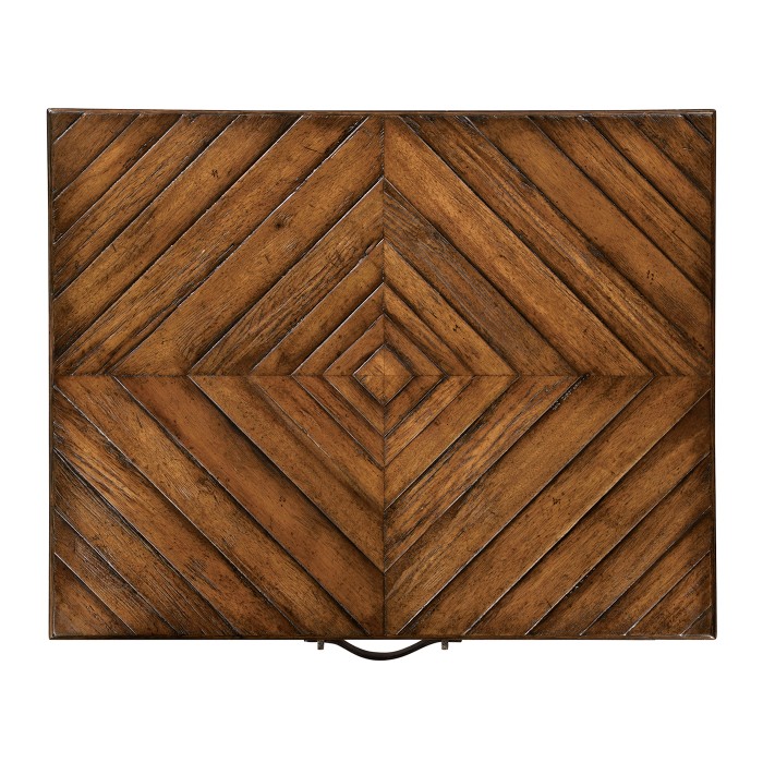 Country Walnut Rectangular Side Table with Contrast Inlay