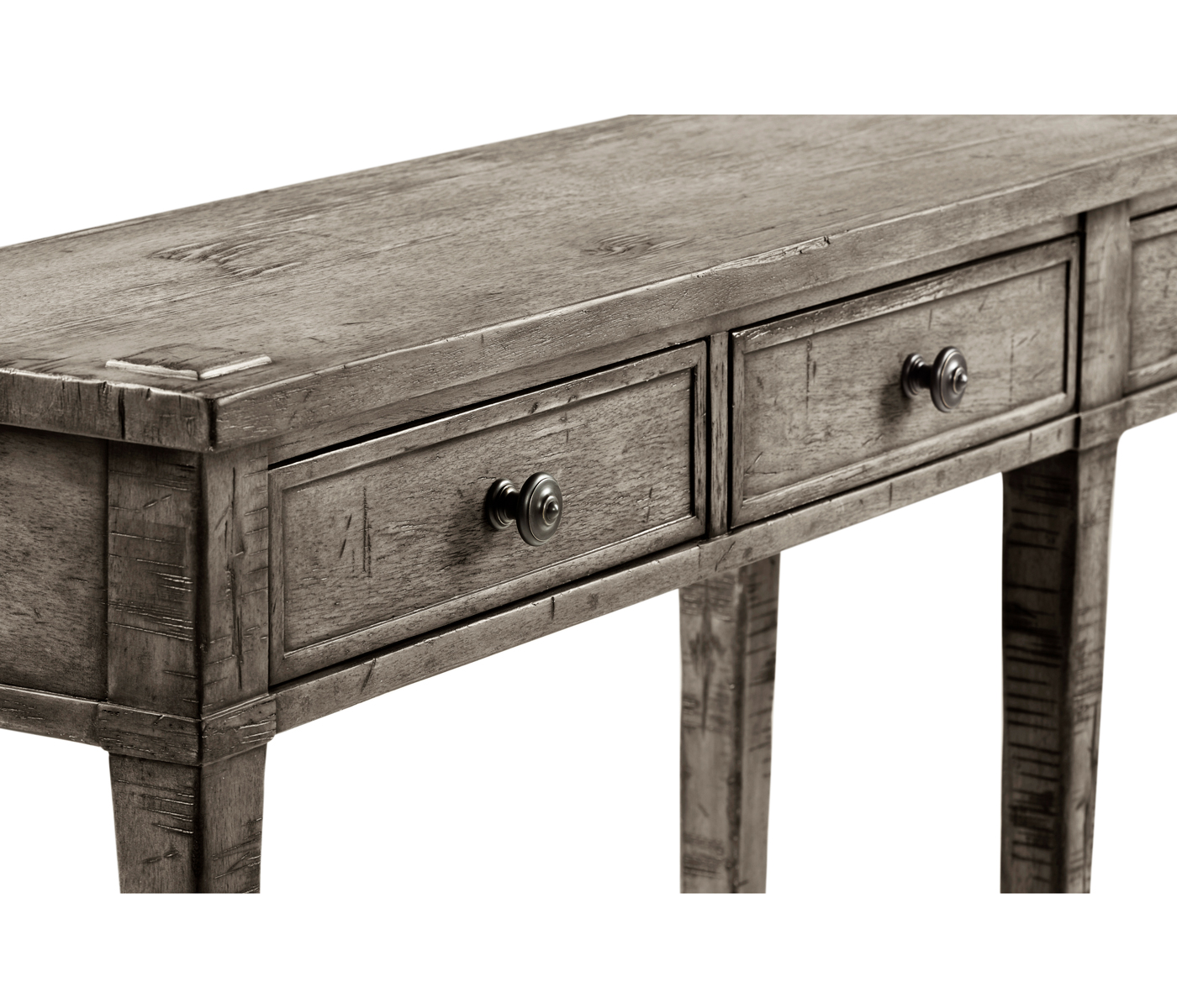 Antique Dark Grey Four Drawer Console