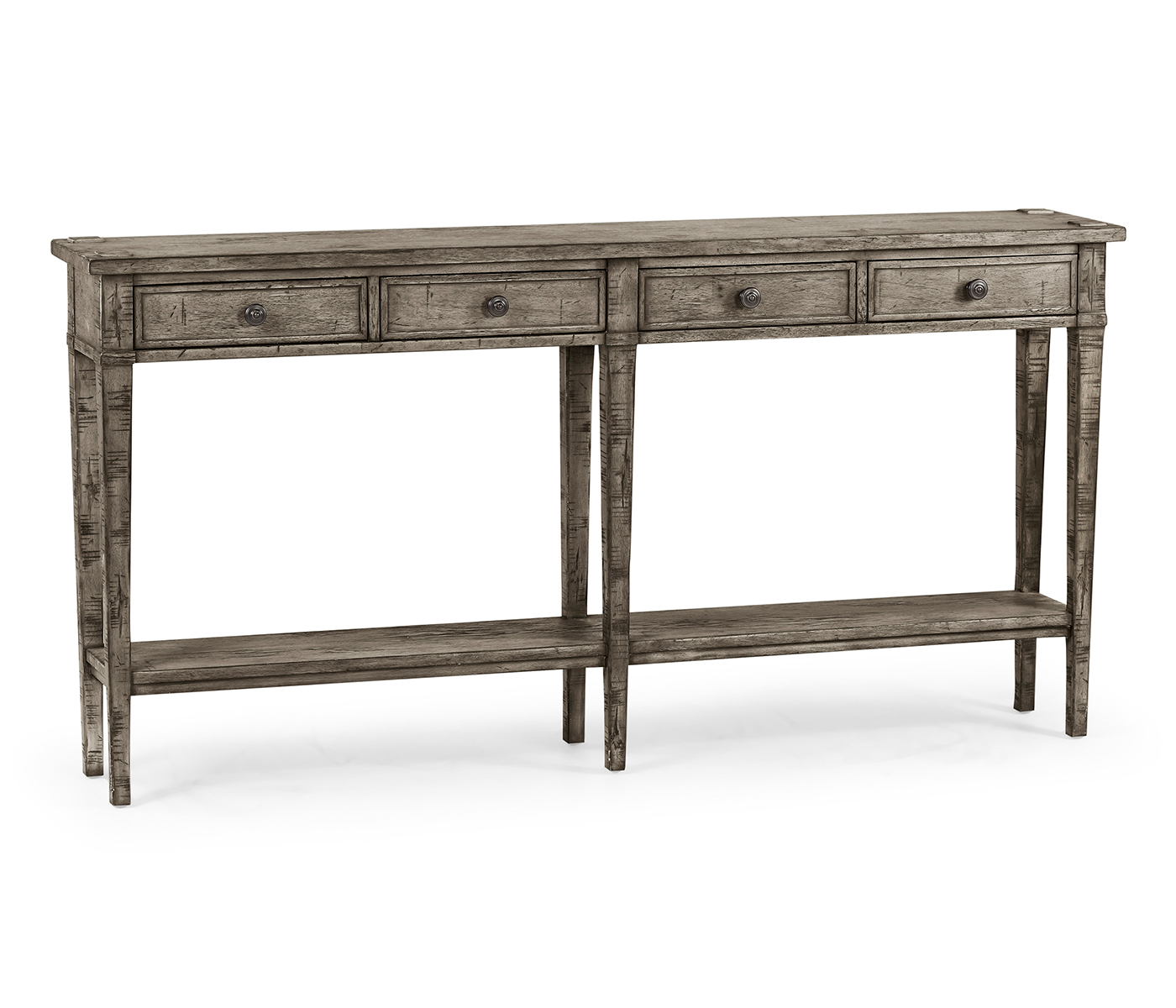 Antique Dark Grey Four Drawer Console