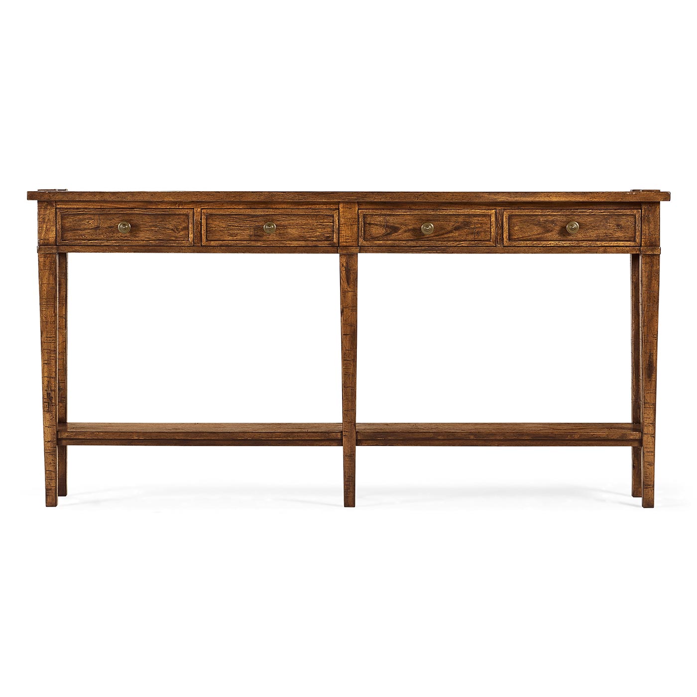 Country Walnut Four Drawer Console