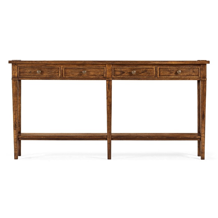 Country Walnut Four Drawer Console