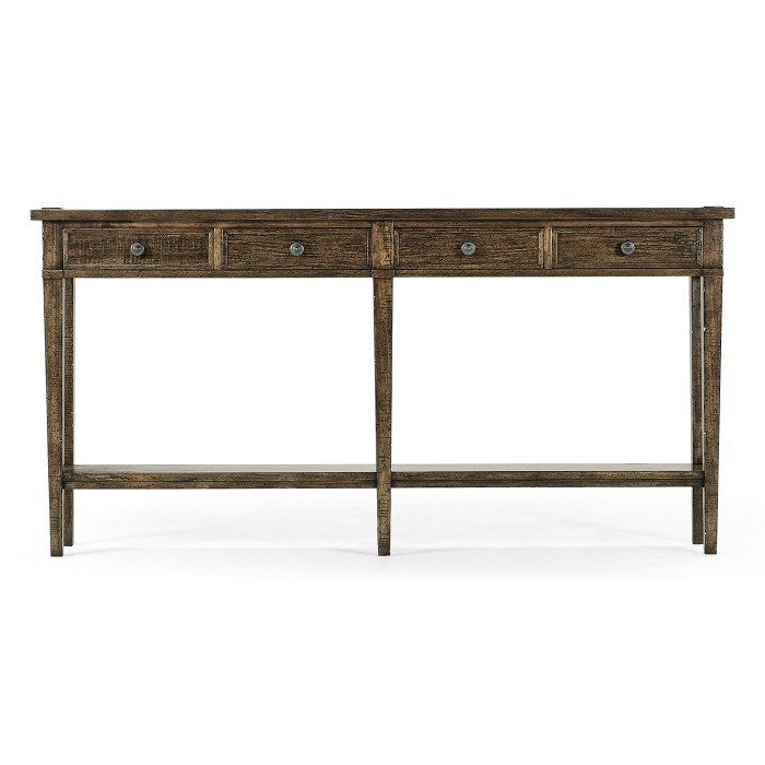 Dark Driftwood Four Drawer Console