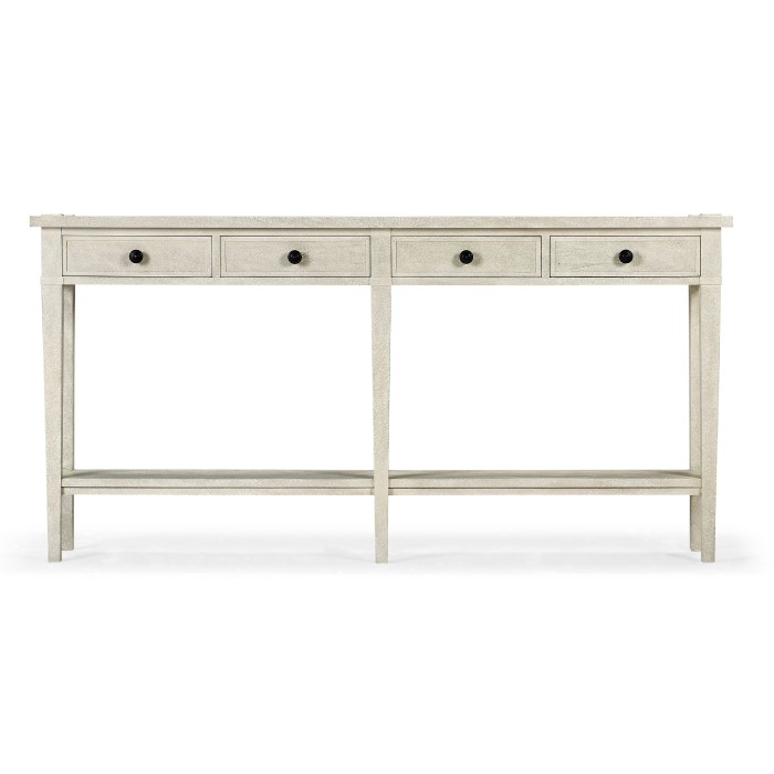 Whitewash Driftwood Four Drawer Console