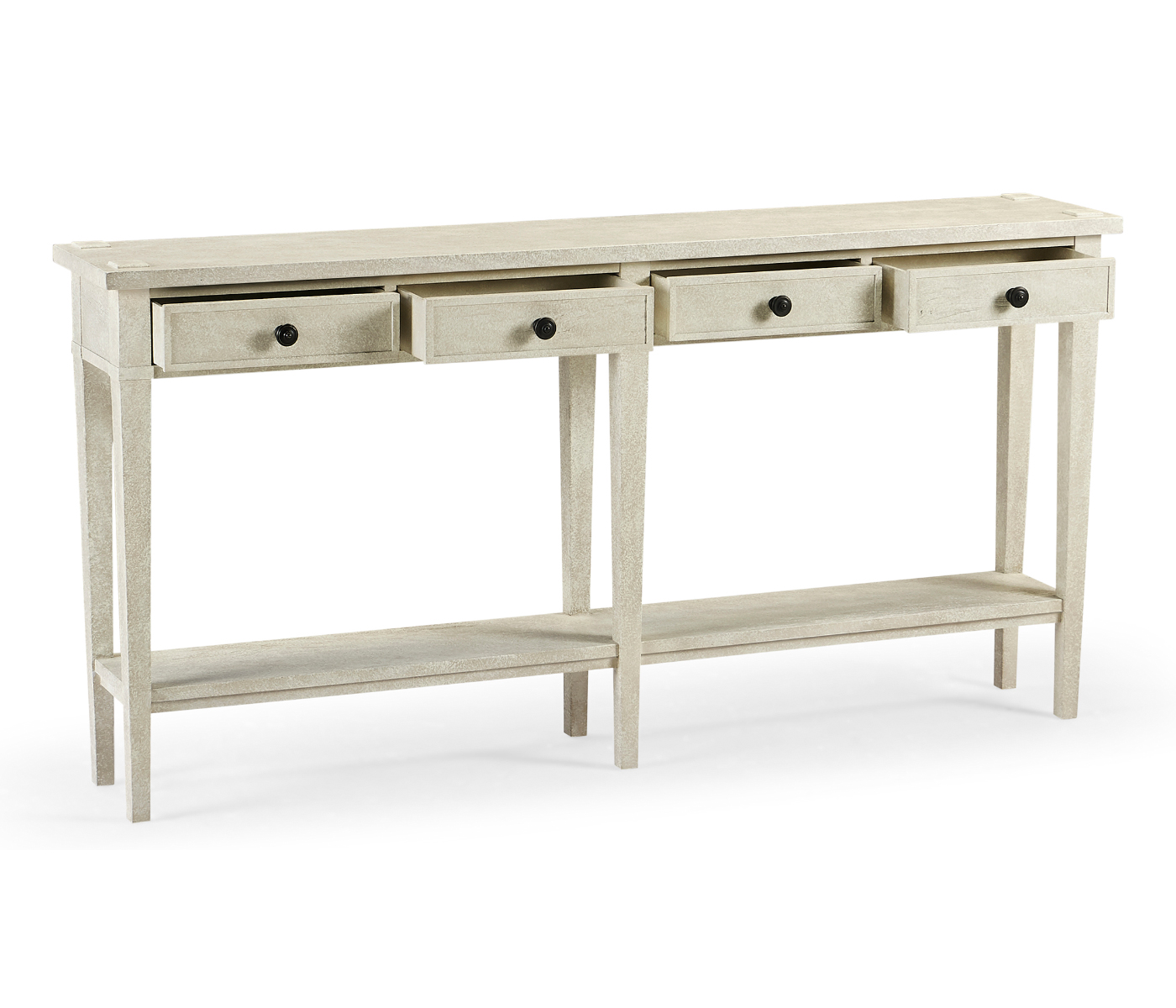 Whitewash Driftwood Four Drawer Console