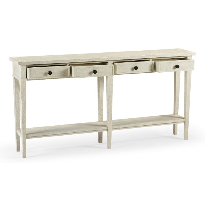Whitewash Driftwood Four Drawer Console