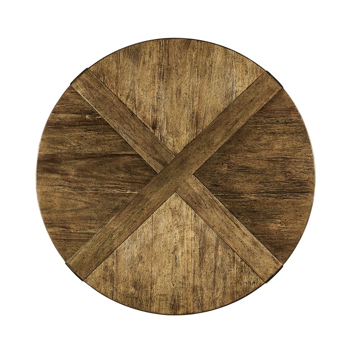Medium Brown Driftwood Circular Dining Table 48
