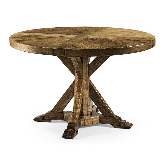 Medium Brown Driftwood Circular Dining Table 48