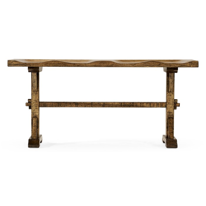 Casual Narrow Medium Driftwood Topped Bench