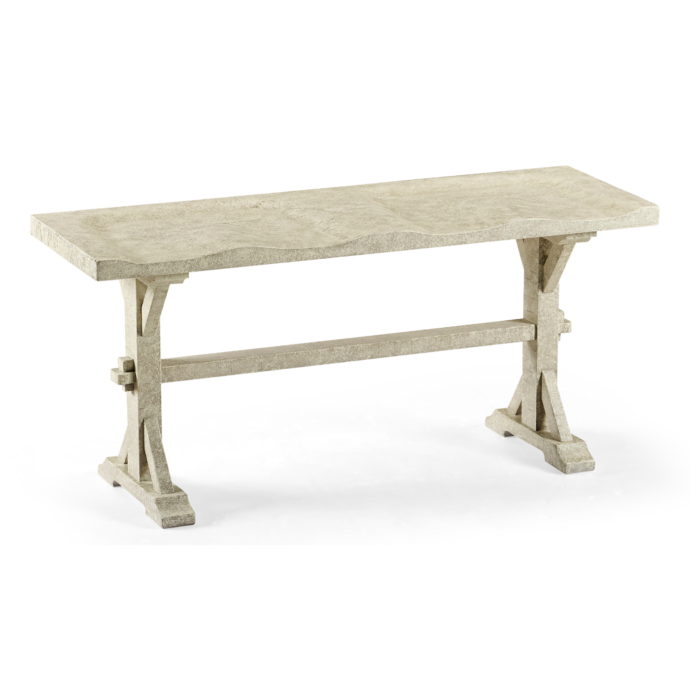 Casual Narrow Whitewash Driftwood Topped Bench
