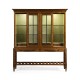 Country Walnut Glazed Display Double Cabinet